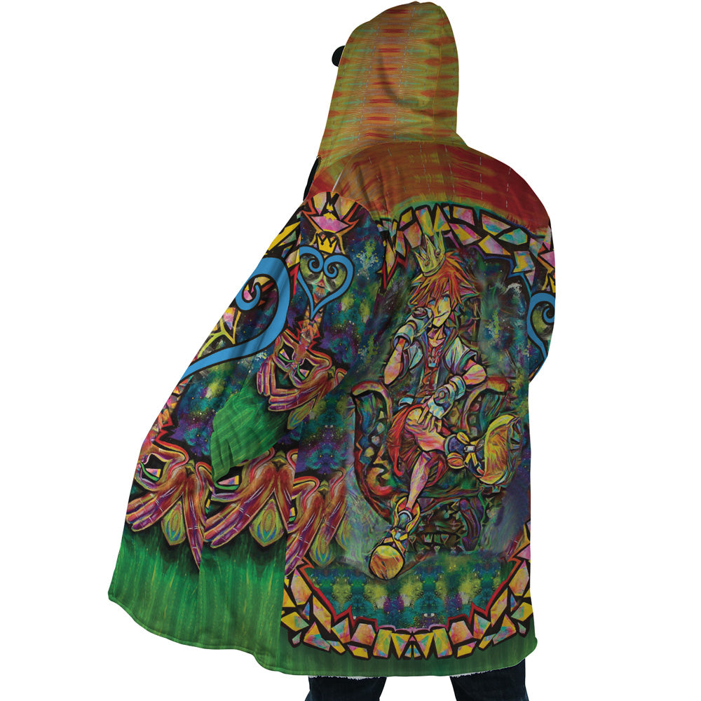 Trippy Sora Kingdom Hearts Hooded Cloak Coat - L