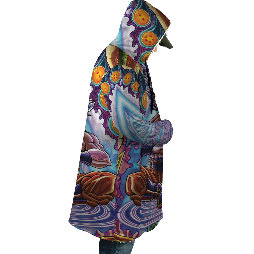 Trippy Ultra Instinct Goku Dragon Ball Super Hooded Cloak Coat - 2XL