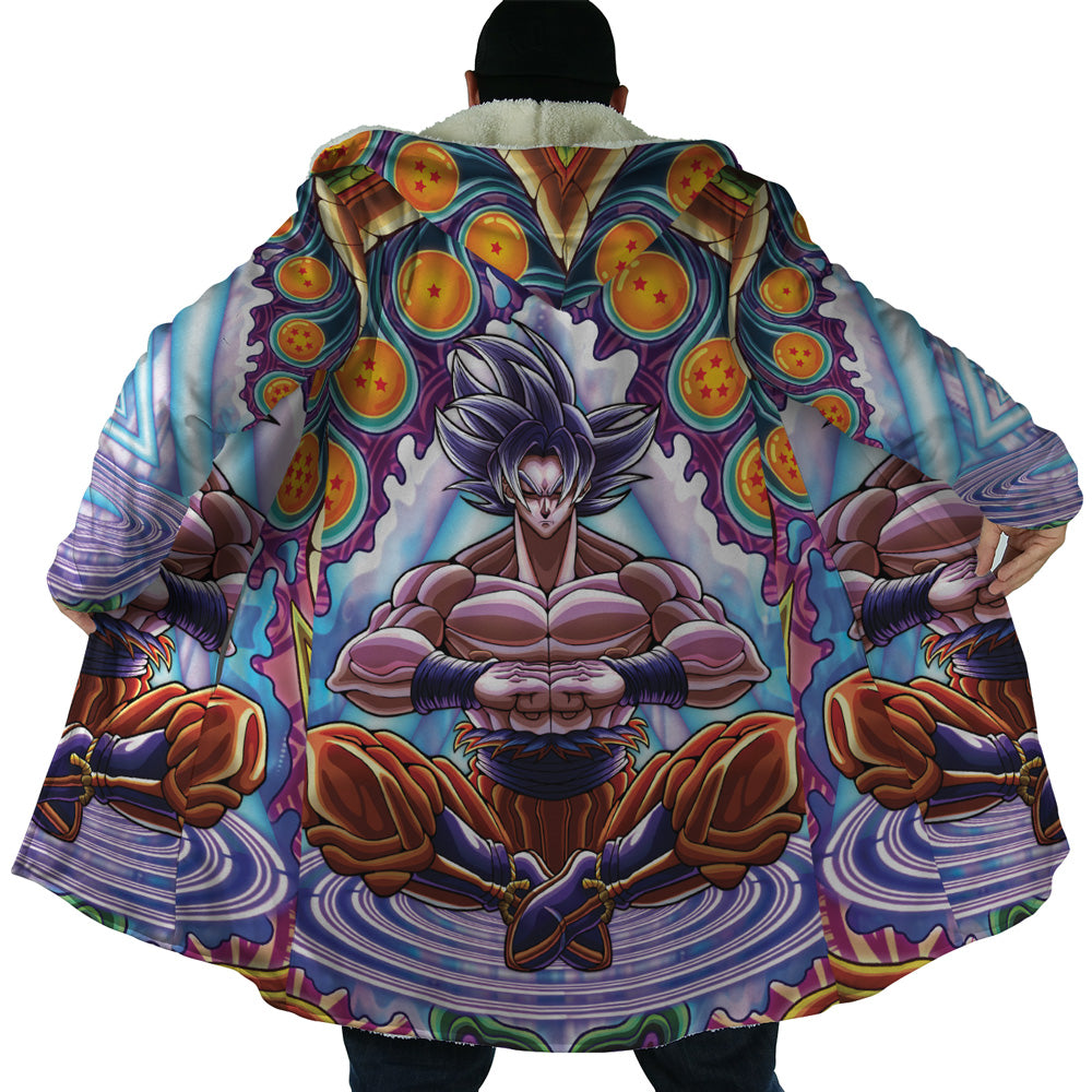 Trippy Ultra Instinct Goku Dragon Ball Super Hooded Cloak Coat - S