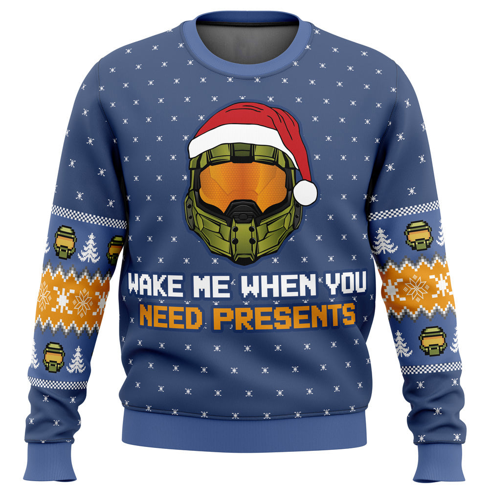 Wake Me When You Need Presents Halo Ugly Christmas Sweater - 6XL