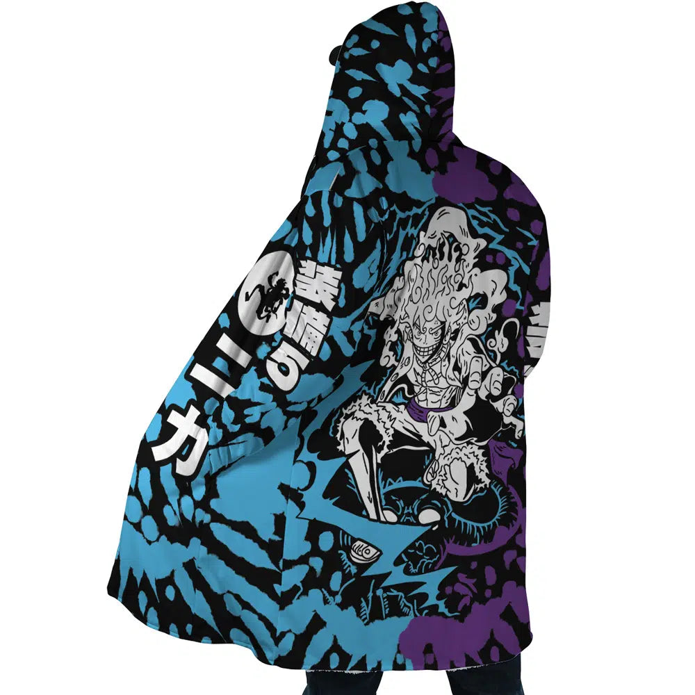 White Luffy Gear 5 Sun God Nika One Piece Hooded Cloak Coats - XL
