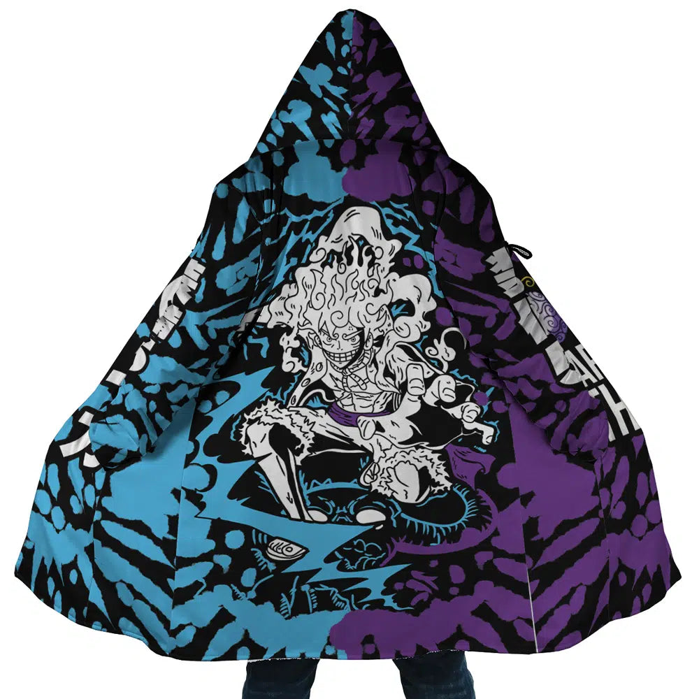 White Luffy Gear 5 Sun God Nika One Piece Hooded Cloak Coats - S