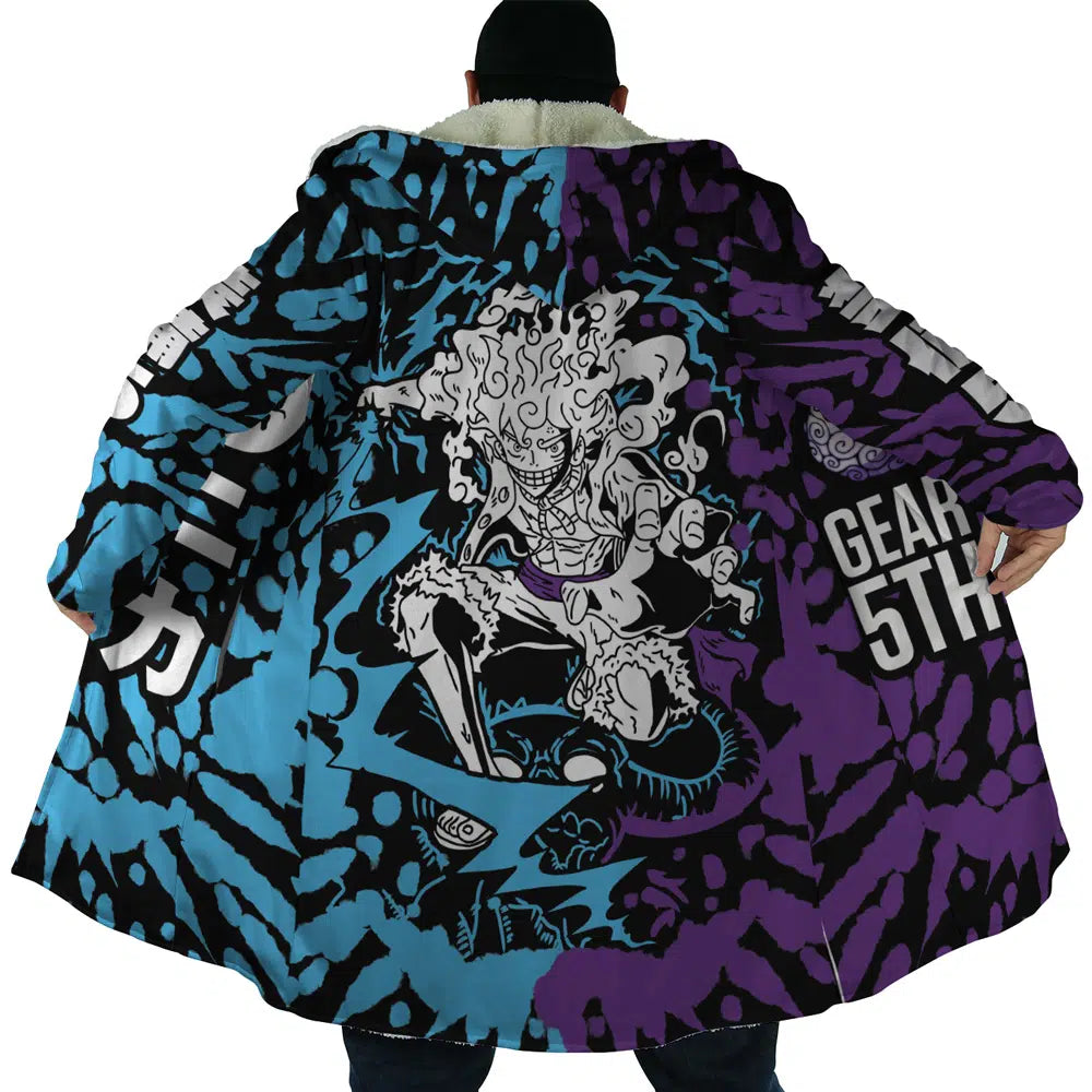 White Luffy Gear 5 Sun God Nika One Piece Hooded Cloak Coats - 3XL