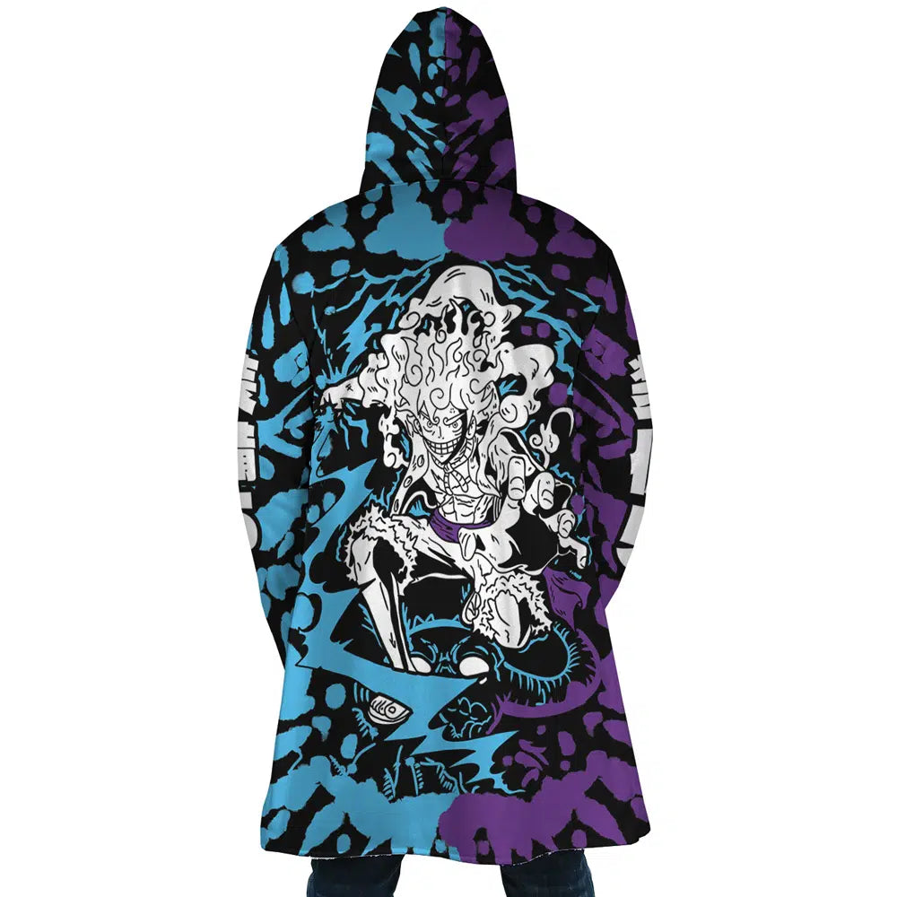 White Luffy Gear 5 Sun God Nika One Piece Hooded Cloak Coats - 2XL