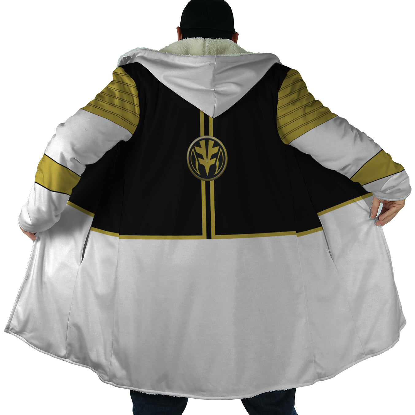 White Ranger Mighty Morphin Power Rangers Hooded Cloak Coat - L