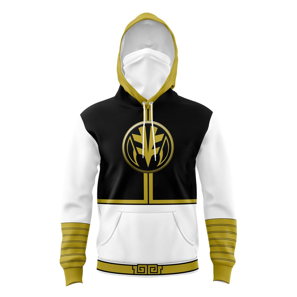 White Ranger Mighty Morphin Power Rangers Masked Hoodie - S