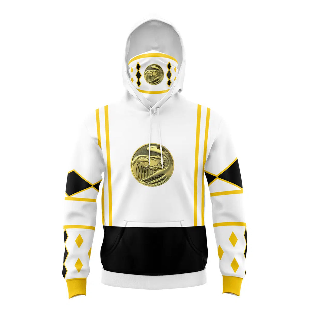 White Ranger Power Rangers Ninjetti Masked Hoodie - M