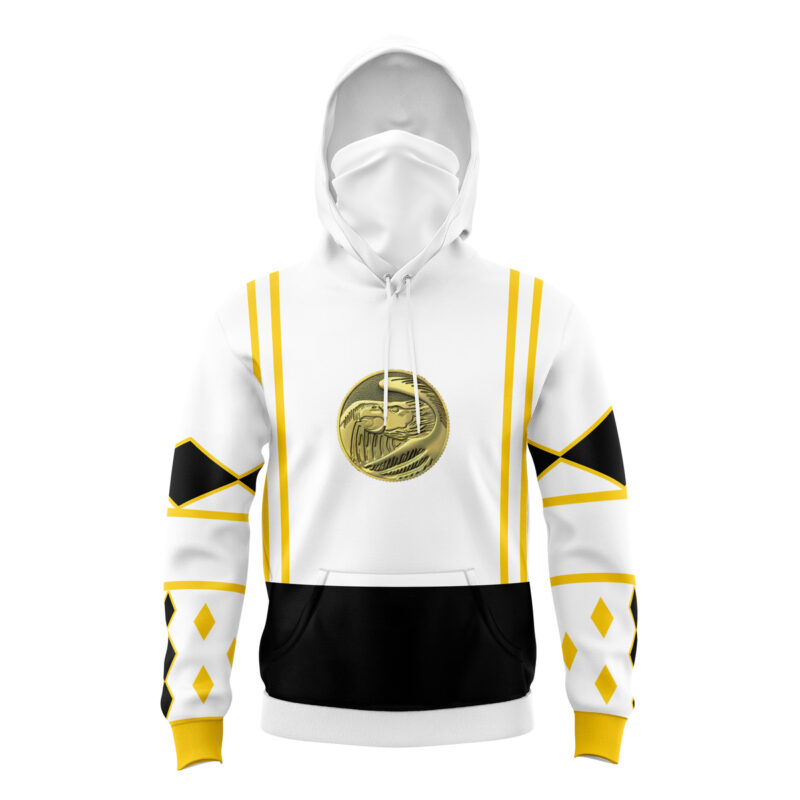 White Ranger v2 Power Rangers Ninjetti Masked Hoodie - L