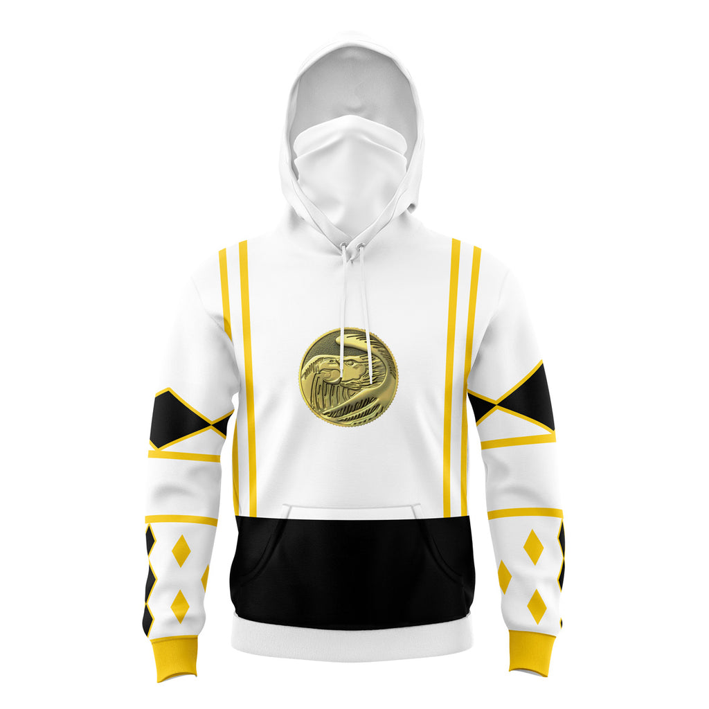 White Ranger v2 Power Rangers Ninjetti Masked Hoodie - 6XL