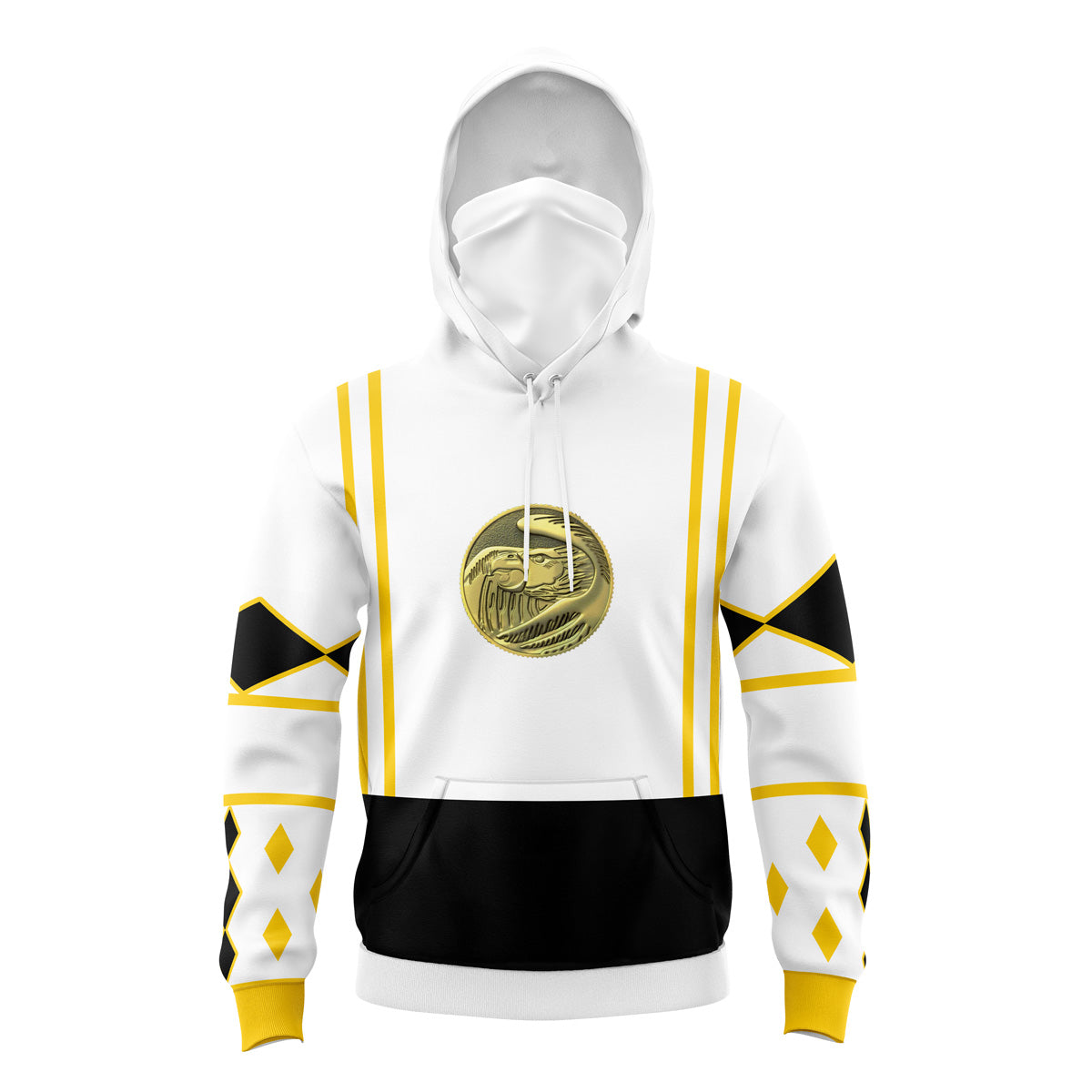 White Ranger v2 Power Rangers Ninjetti Masked Hoodie - 6XL