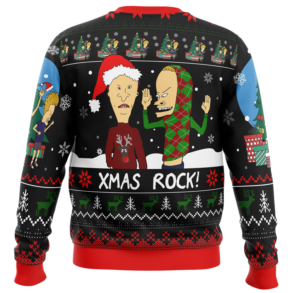 Xmas Rock Beavis and Butthead Ugly Christmas Sweater - 5XL