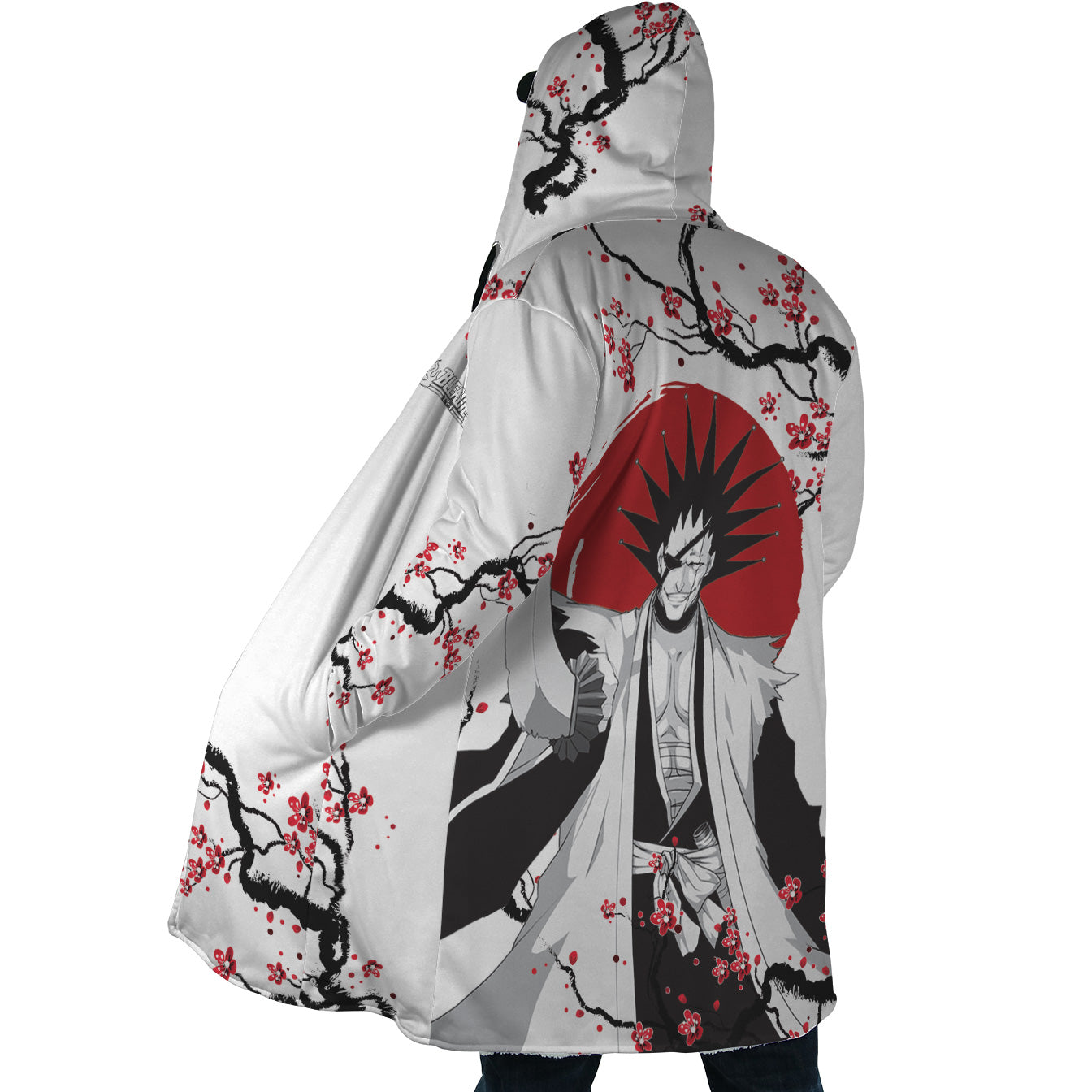 Zaraki Kenpachi Cherry Blossom Bleach Hooded Cloak Coat - S