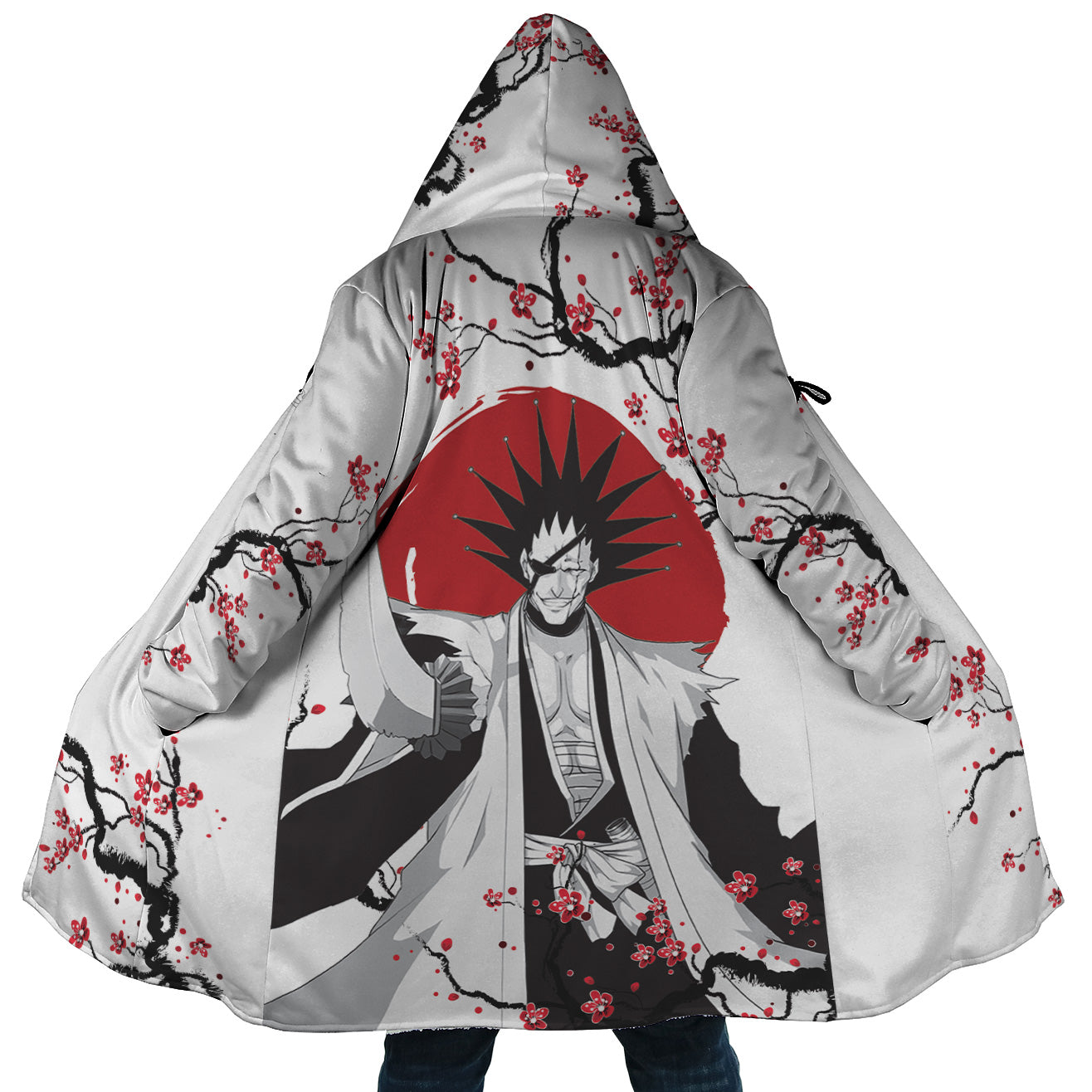 Zaraki Kenpachi Cherry Blossom Bleach Hooded Cloak Coat - 5XL