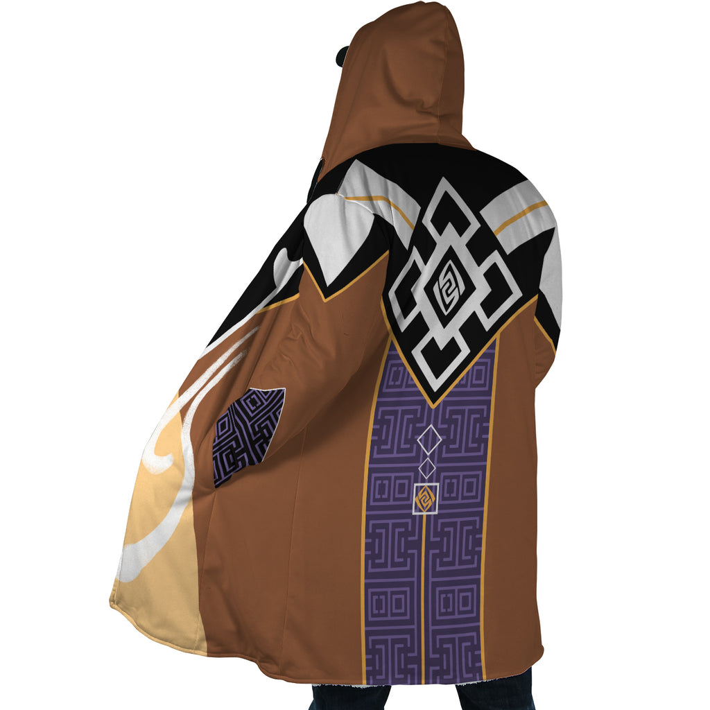 Zhongli Genshin Impact Cosplay Hooded Cloak Coat - S