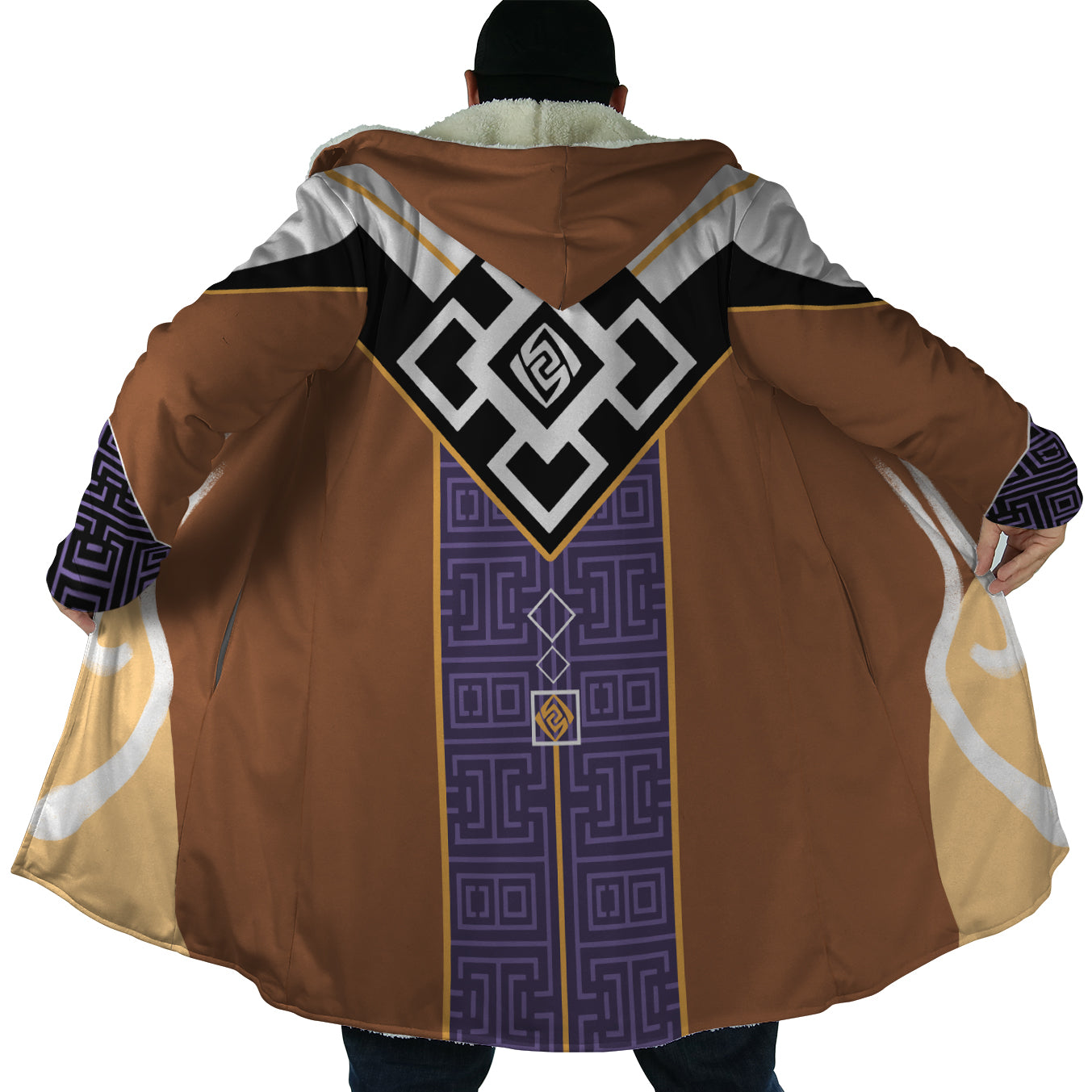 Zhongli Genshin Impact Cosplay Hooded Cloak Coat - L