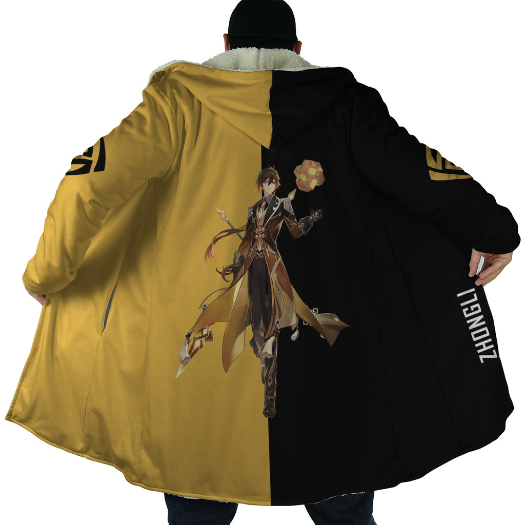 Zhongli Genshin Impact Hooded Cloak Coat - L