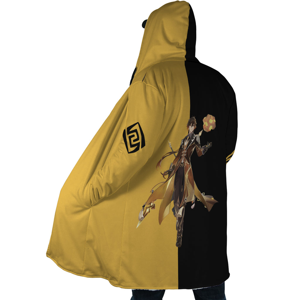 Zhongli Genshin Impact Hooded Cloak Coat - S
