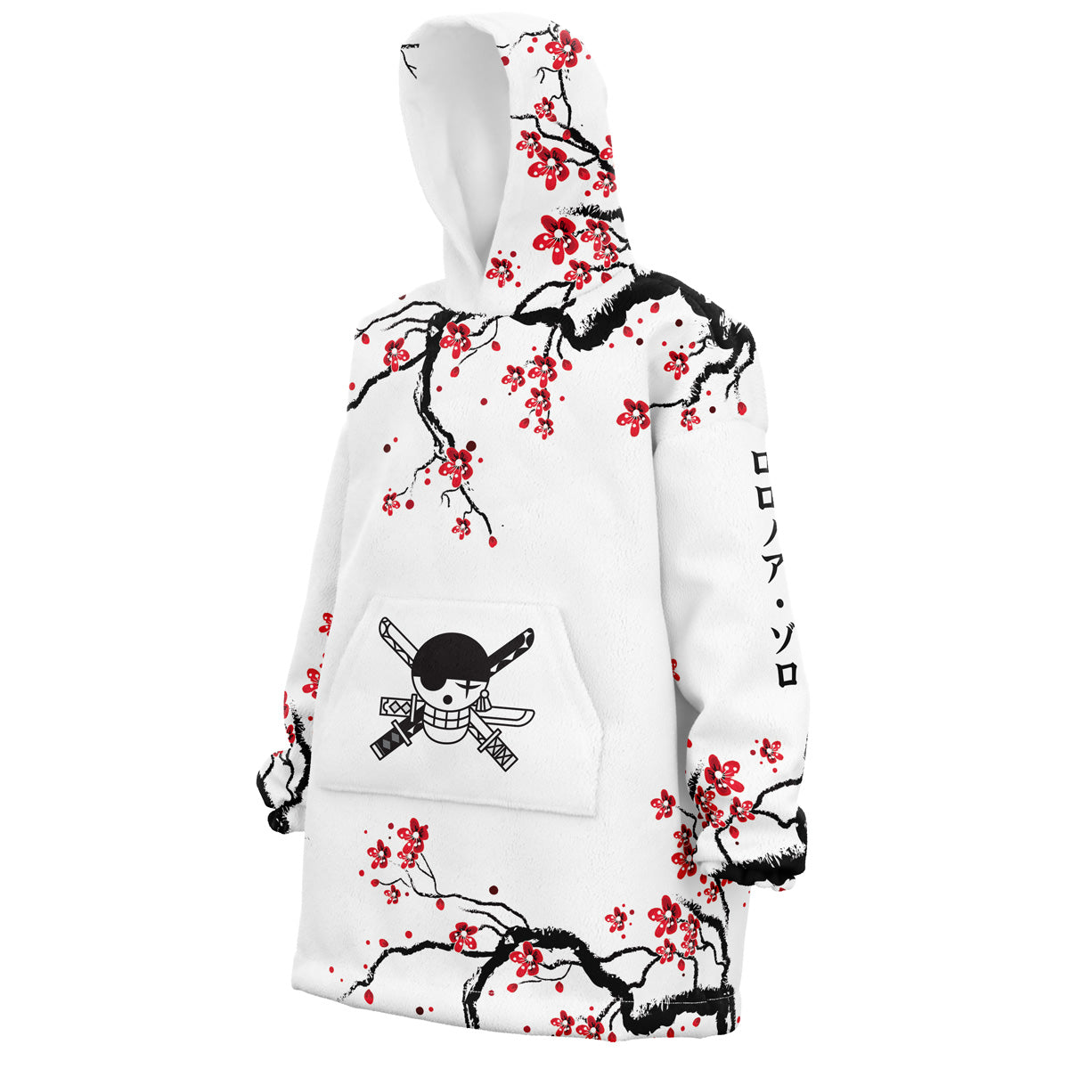Zoro Cherry Blossom One Piece Pirates Oversized Blanket Hoodie - M
