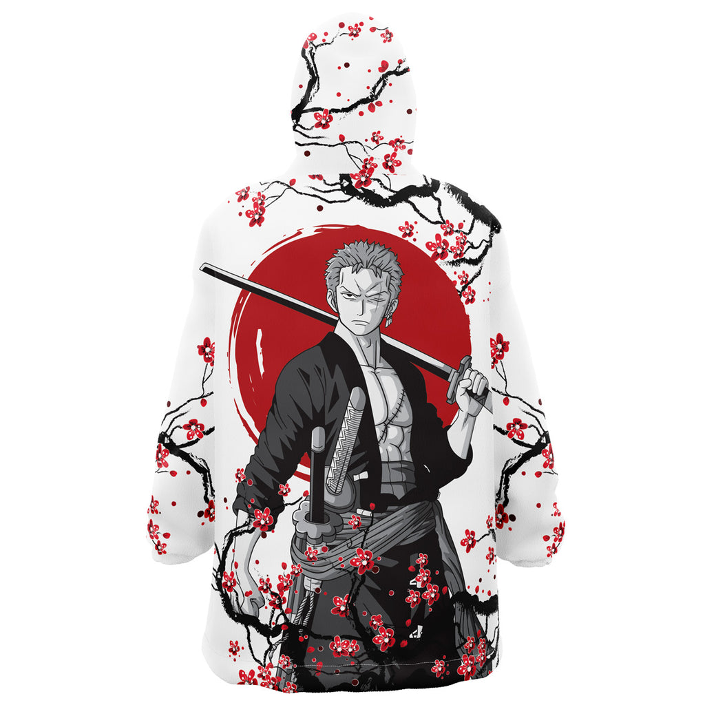 Zoro Cherry Blossom One Piece Pirates Oversized Blanket Hoodie - 3XL